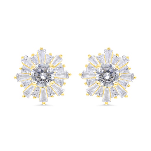 [EAR02WCZ00000C324] Sterling Silver 925 Earring Gold Plated Embedded With White Zircon 