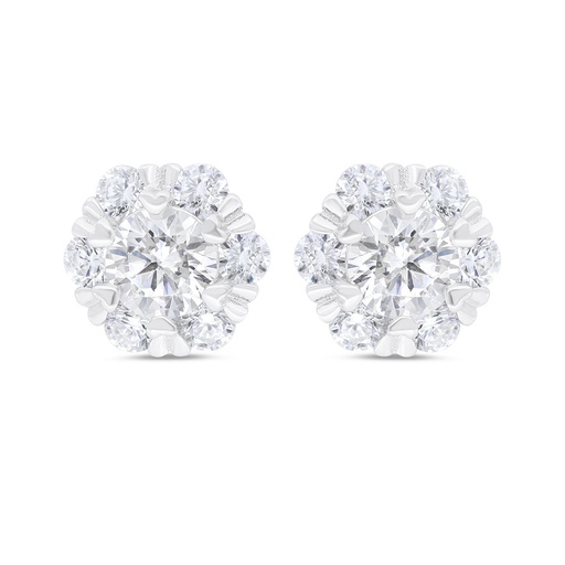 [EAR01CIT00WCZC320] Sterling Silver 925 Earring Rhodium Plated Embedded With Yellow Zircon And White Zircon
