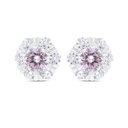 Sterling Silver 925 Earring Rhodium Plated Embedded With Pink Zircon And White Zircon