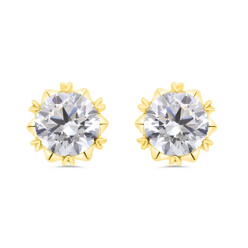 [EAR02WCZ00000C323] Sterling Silver 925 Earring Gold Plated Embedded With White Zircon 