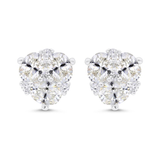 [EAR01CIT00WCZC314] Sterling Silver 925 Earring Rhodium Plated Embedded With Yellow Zircon And White Zircon