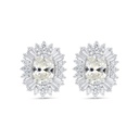 Sterling Silver 925 Earring Rhodium Plated Embedded With Yellow Zircon And White Zircon