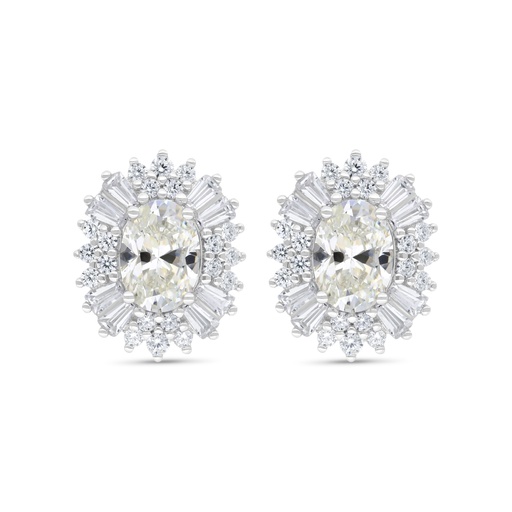 [EAR01CIT00WCZC316] Sterling Silver 925 Earring Rhodium Plated Embedded With Yellow Zircon And White Zircon