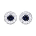 Sterling Silver 925 Earring Rhodium Plated Embedded With Sapphire Corundum And White Zircon