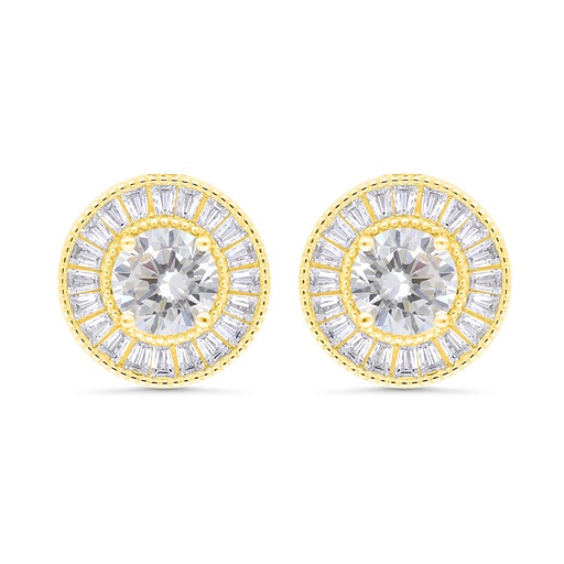 [EAR02WCZ00000C325] Sterling Silver 925 Earring Gold Plated Embedded With White Zircon 