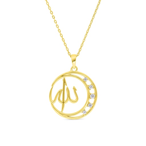 [NCL02WCZ00000B386] Sterling Silver 925 Necklace Gold Plated Embedded With White Zircon
