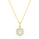 Sterling Silver 925 Necklace Gold Plated Embedded With Natural White Pearl And  White Zircon