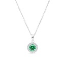 Sterling Silver 925 Necklace Rhodium Plated Embedded With Emerald Zircon And White Zircon