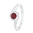 Sterling Silver 925 Ring  Rhodium Plated Embedded With Ruby Corundum And White Zircon