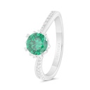 Sterling Silver 925 Ring Rhodium Plated Embedded With Emerald Zircon And White Zircon