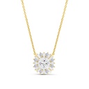 Sterling Silver 925 Necklace Gold Plated Embedded With Yellow Zircon And White Zircon