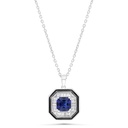 Sterling Silver 925 Necklace Rhodium Plated Embedded With Sapphire Corundum And White Zircon