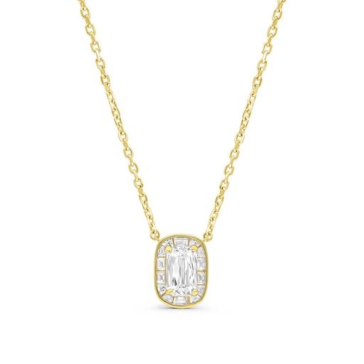 [NCL02CIT00WCZB318] Sterling Silver 925 Necklace Gold Plated Embedded With Yellow Zircon And White Zircon
