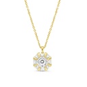 Sterling Silver 925 Necklace Gold Plated Embedded With Yellow Zircon And White Zircon