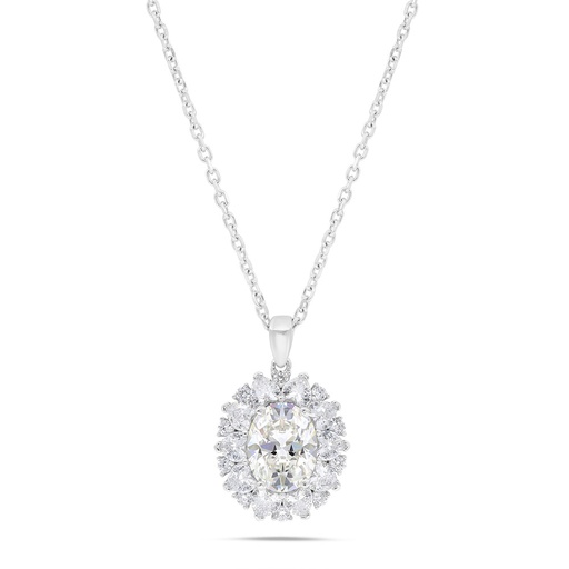 [NCL01CIT00WCZB338] Sterling Silver 925 Necklace Rhodium Plated Embedded With Yellow Zircon And White Zircon
