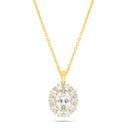 Sterling Silver 925 Necklace Gold Plated Embedded With Yellow Zircon And White Zircon