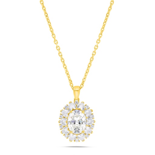 [NCL02CIT00WCZB338] Sterling Silver 925 Necklace Gold Plated Embedded With Yellow Zircon And White Zircon
