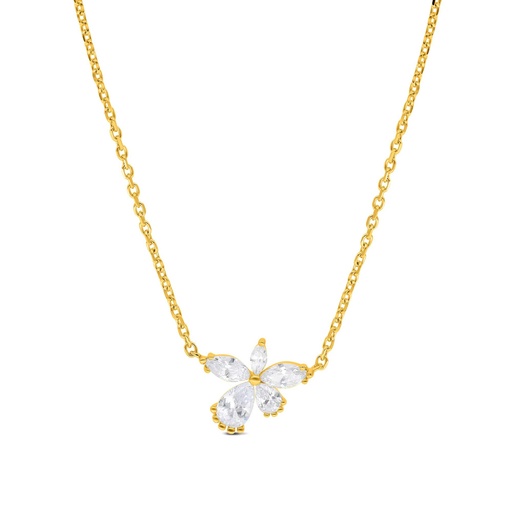 [NCL02WCZ00000B339] Sterling Silver 925 Necklace Gold Plated Embedded With White Zircon