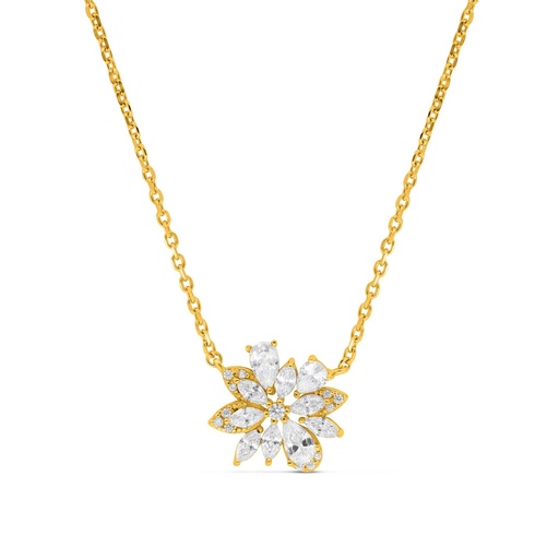 [NCL02WCZ00000B340] Sterling Silver 925 Necklace Gold Plated Embedded With White Zircon