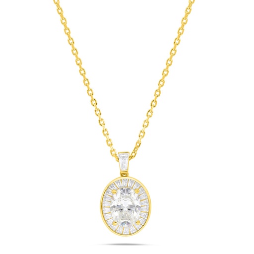 [NCL02CIT00WCZB341] Sterling Silver 925 Necklace Gold Plated Embedded With Yellow Zircon And White Zircon