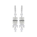 Sterling Silver 925 Earring Rhodium Plated Embedded With Yellow Zircon And White Zircon