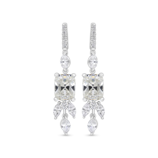 [EAR01CIT00WCZC220] Sterling Silver 925 Earring Rhodium Plated Embedded With Yellow Zircon And White Zircon