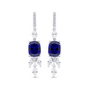 Sterling Silver 925 Earring Rhodium Plated Embedded With Sapphire Corundum And White Zircon