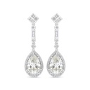 Sterling Silver 925 Earring Rhodium Plated Embedded With Yellow Zircon And White Zircon