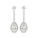 Sterling Silver 925 Earring Rhodium Plated Embedded With Yellow Zircon And White Zircon