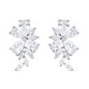 Sterling Silver 925 Earring Rhodium Plated Embedded With White Zircon