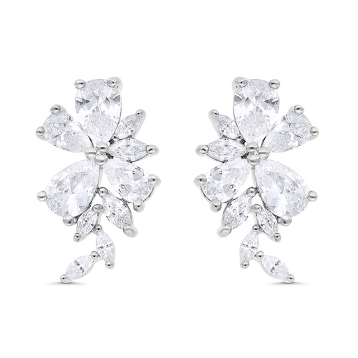 [EAR01WCZ00000C224] Sterling Silver 925 Earring Rhodium Plated Embedded With White Zircon