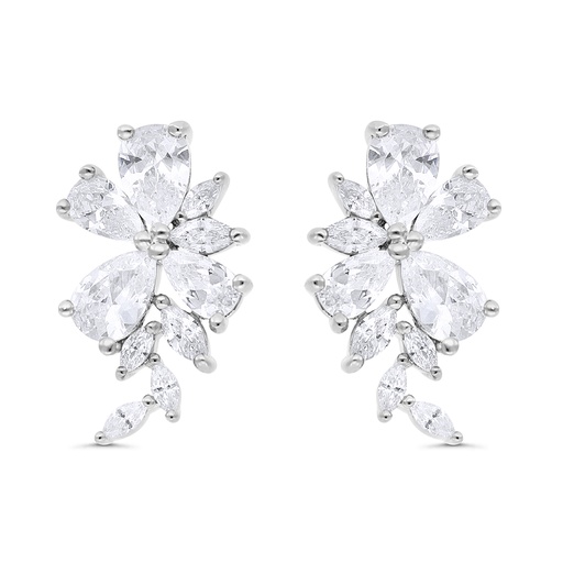 [EAR01WCZ00000C224] Sterling Silver 925 Earring Rhodium Plated Embedded With White Zircon