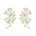 Sterling Silver 925 Earring Gold Plated Embedded With White Zircon