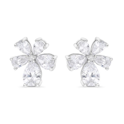 [EAR01WCZ00000C225] Sterling Silver 925 Earring Rhodium Plated Embedded With White Zircon