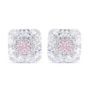 Sterling Silver 925 Earring Rhodium Plated Embedded With Pink Zircon And White Zircon