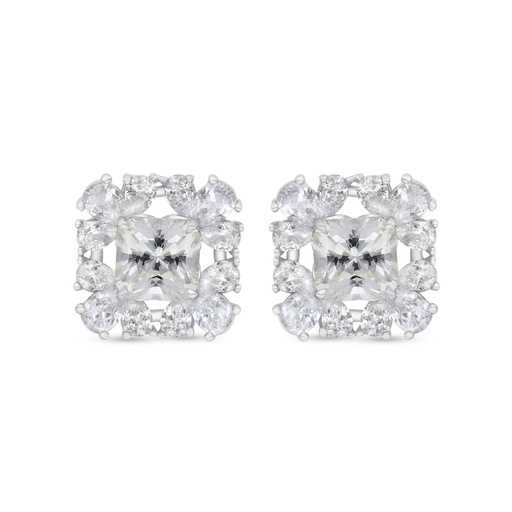 [EAR01CIT00WCZC227] Sterling Silver 925 Earring Rhodium Plated Embedded With Yellow Zircon And White Zircon