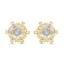 Sterling Silver 925 Earring Gold Plated Embedded With Yellow Zircon And White Zircon