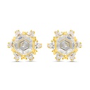 Sterling Silver 925 Earring Gold Plated Embedded With Yellow Zircon And White Zircon