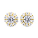 Sterling Silver 925 Earring Gold Plated Embedded With White Zircon