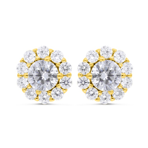 [EAR02WCZ00000C229] Sterling Silver 925 Earring Gold Plated Embedded With White Zircon