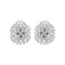 Sterling Silver 925 Earring Rhodium Plated Embedded With Yellow Zircon And White Zircon