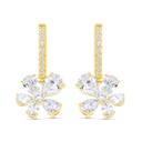 Sterling Silver 925 Earring Gold Plated Embedded With White Zircon