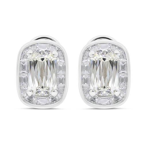 [EAR01CIT00WCZC241] Sterling Silver 925 Earring Rhodium Plated Embedded With Yellow Zircon And White Zircon