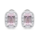 Sterling Silver 925 Earring Rhodium Plated Embedded With Pink Zircon And White Zircon