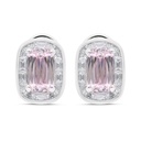 Sterling Silver 925 Earring Rhodium Plated Embedded With Pink Zircon And White Zircon