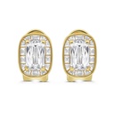 Sterling Silver 925 Earring Gold Plated Embedded With Yellow Zircon And White Zircon