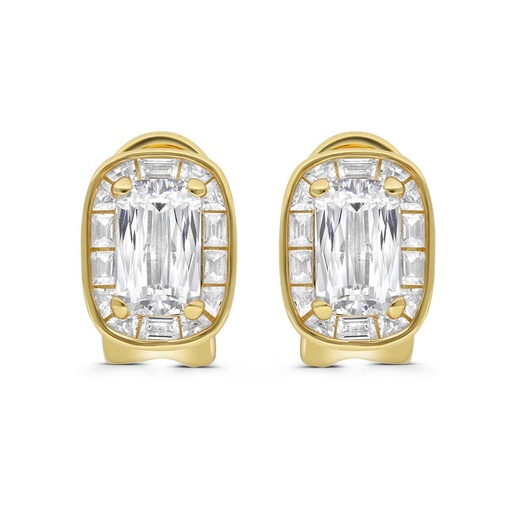 [EAR02CIT00WCZC241] Sterling Silver 925 Earring Gold Plated Embedded With Yellow Zircon And White Zircon
