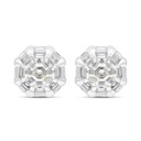 Sterling Silver 925 Earring Rhodium Plated Embedded With Yellow Zircon And White Zircon