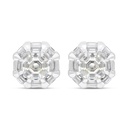 Sterling Silver 925 Earring Rhodium Plated Embedded With Yellow Zircon And White Zircon