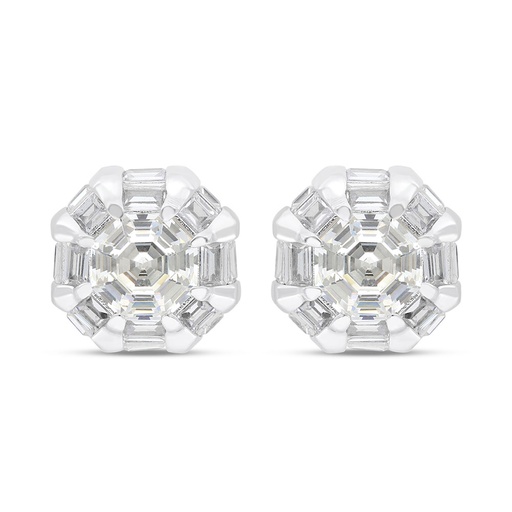 [EAR01CIT00WCZC244] Sterling Silver 925 Earring Rhodium Plated Embedded With Yellow Zircon And White Zircon